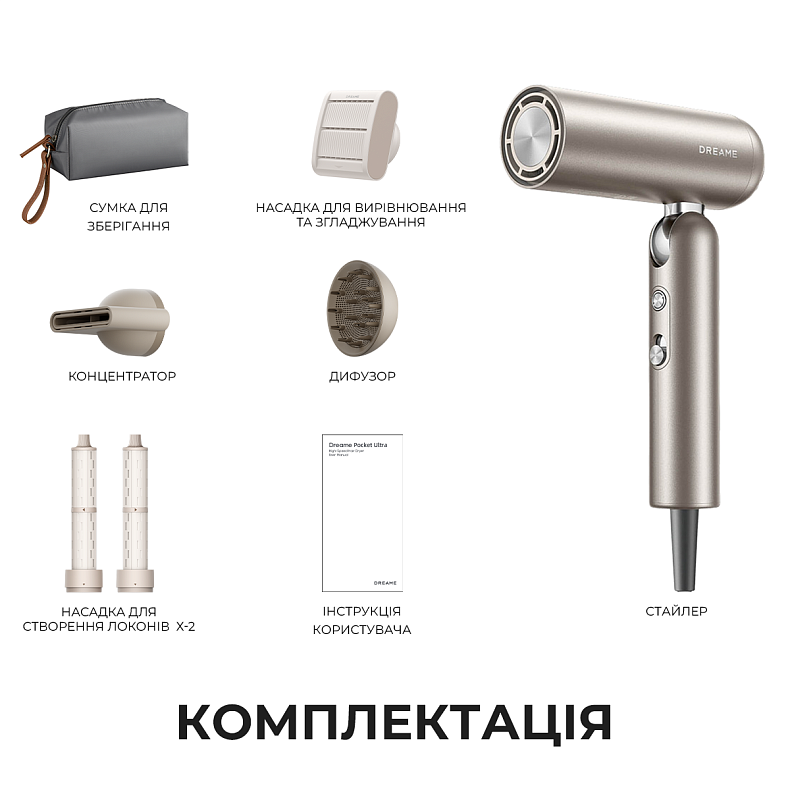 Фен-стайлер Dreame Pocket Pro 5in1 Titanium - купить по низкой